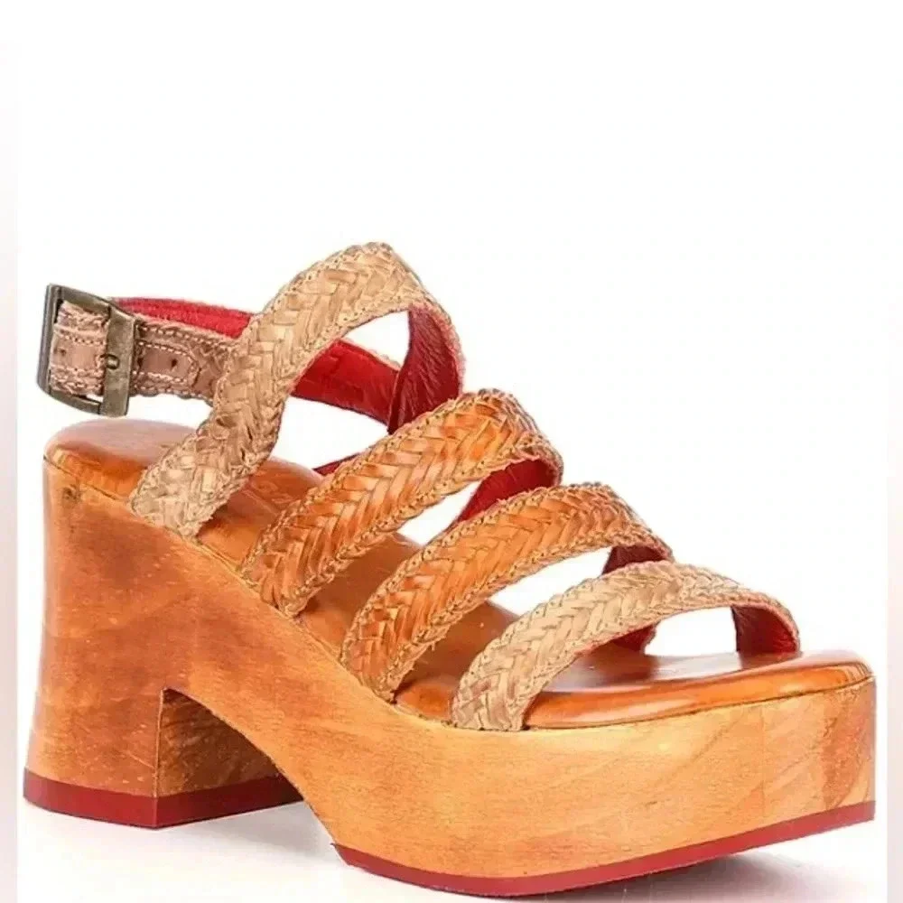 NEW Bed Stu Voicing Braided Leather Platform Sandals Size 7.5